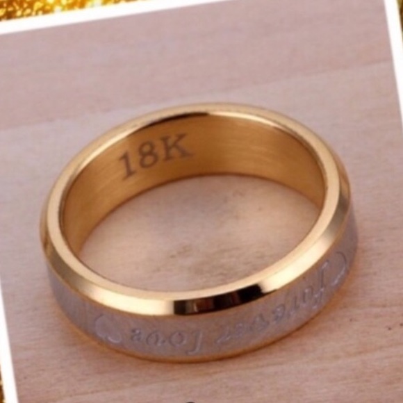 New 18K Gold  "FOREVER LOVE" Ring - Picture 2 of 4